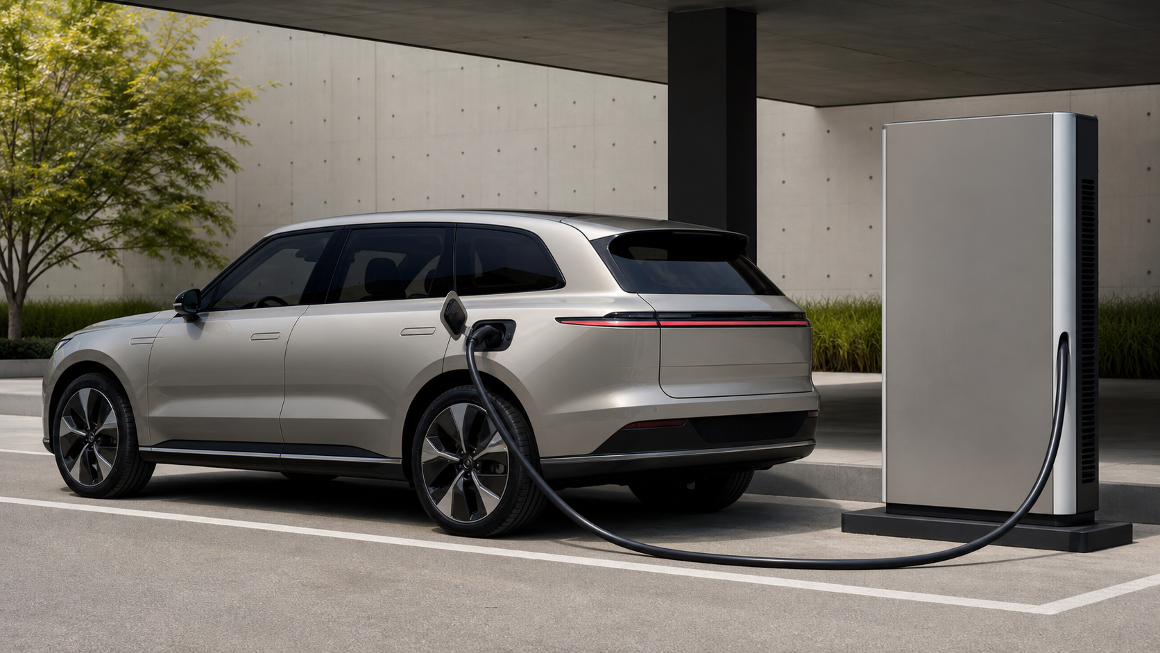 800V 초급속 충전 중인 대형 전기 SUV 참고 이미지